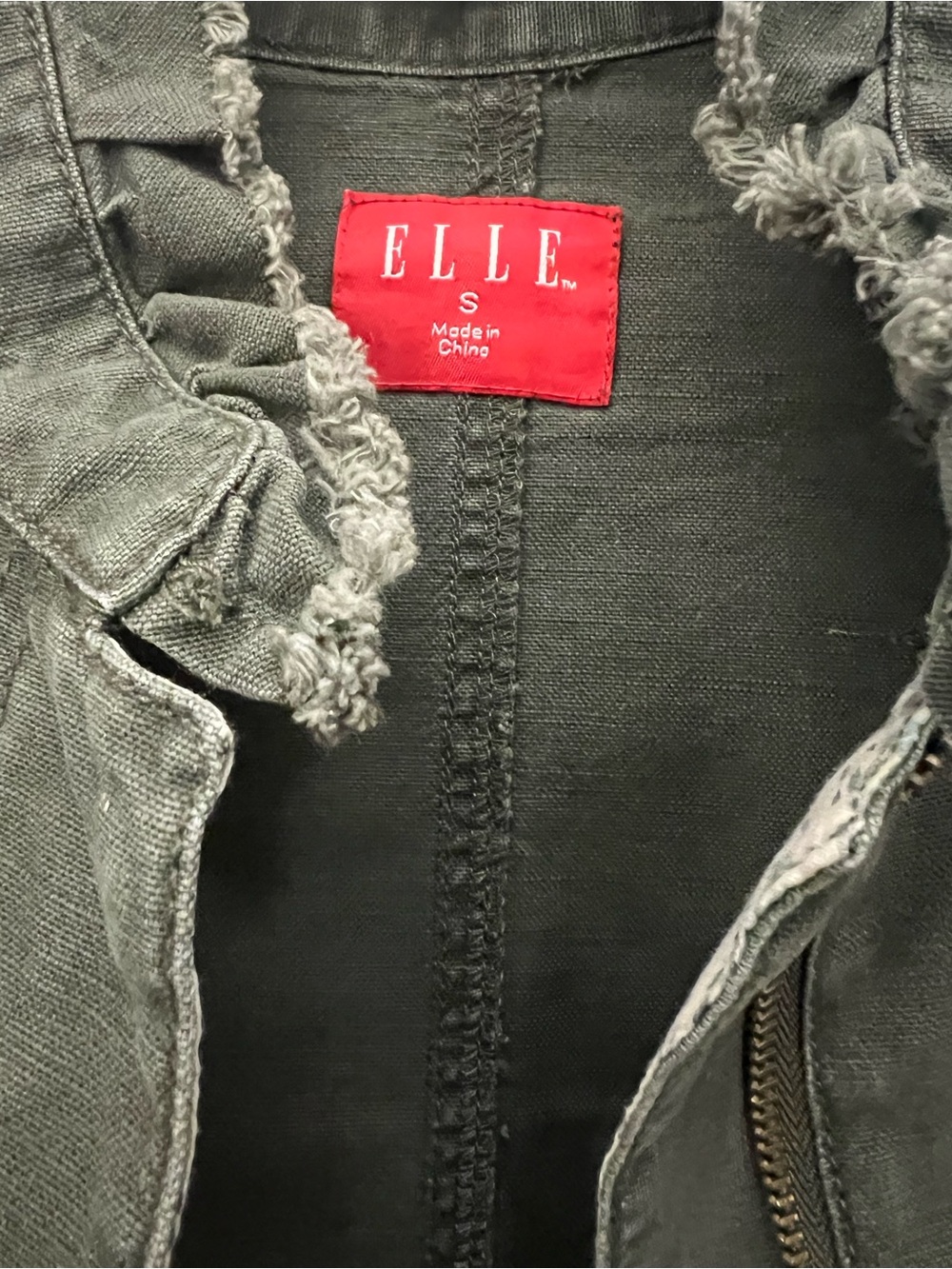 ELLE Olive Green Cinch-Waist Utility Jacket size 4 - Picture 2 of 12